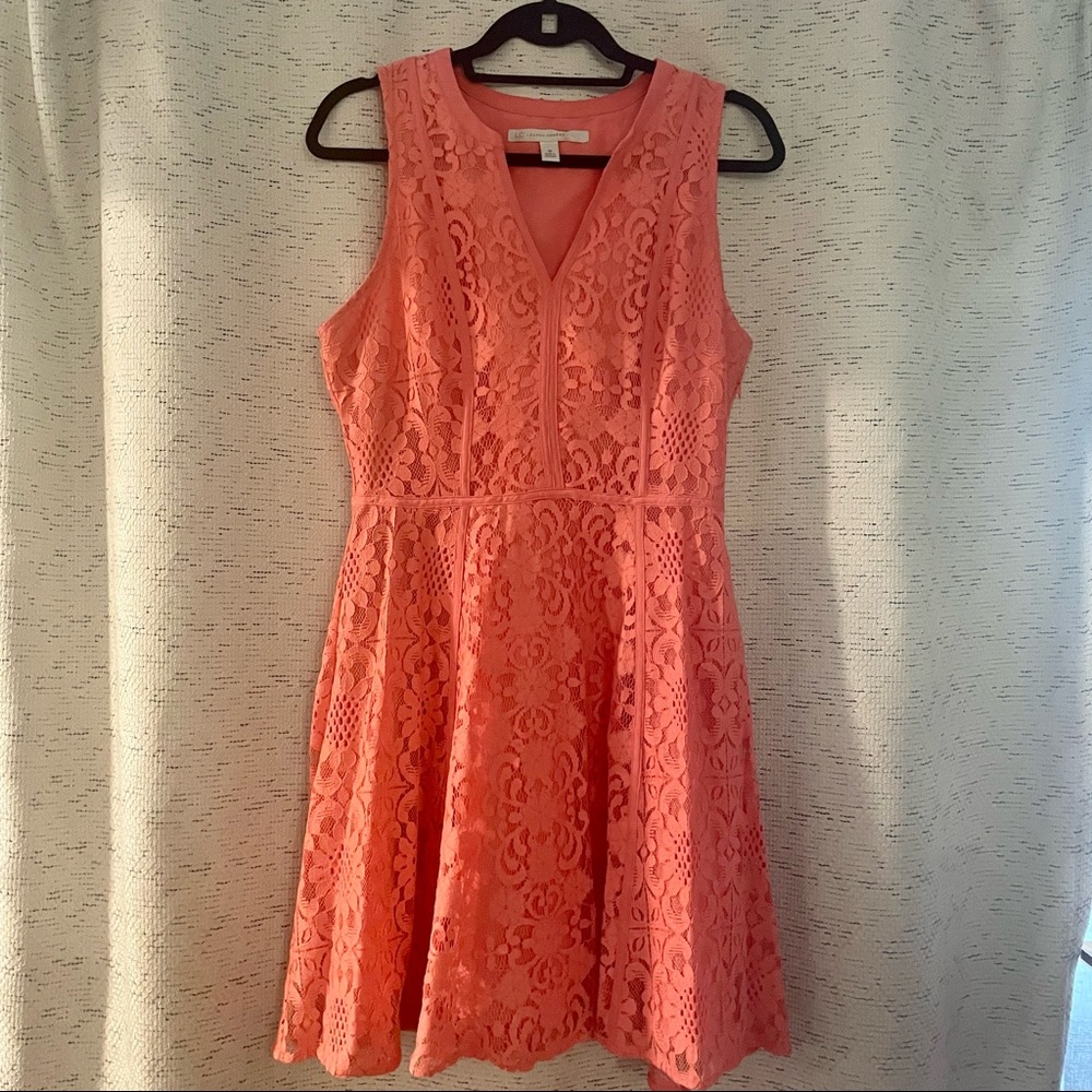 Lauren Conrad Coral Lace Mini Dress
